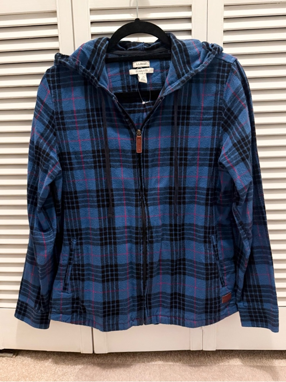 LLBean Hooded Flannel Shacket, size Small